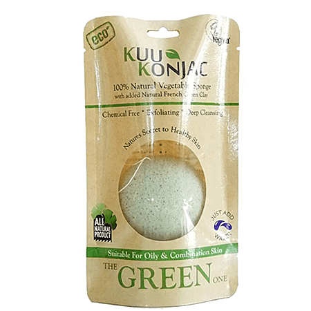 Kuu Konjac,Sponge With French Green Clay,ฟองน้ำ,ใยบุก,ธรรมชาติ,สำหรับทุกสภาพผิว,ผิวกาย,สูตรโคลนเขียว