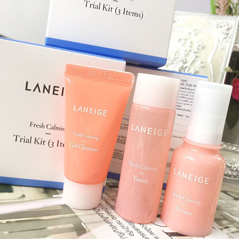 Laneige fresh calming trial kit (3 items) เซ็ตผลิตภัณฑ์เพื่อการบำรุงผิวในยามเช้า ปลุกผิวให้สดชื่น ปรับสมดุลผิว ปลอบประโลม ปลุกผิวที่อ่อนแอให้กลับมาแข็งแรง