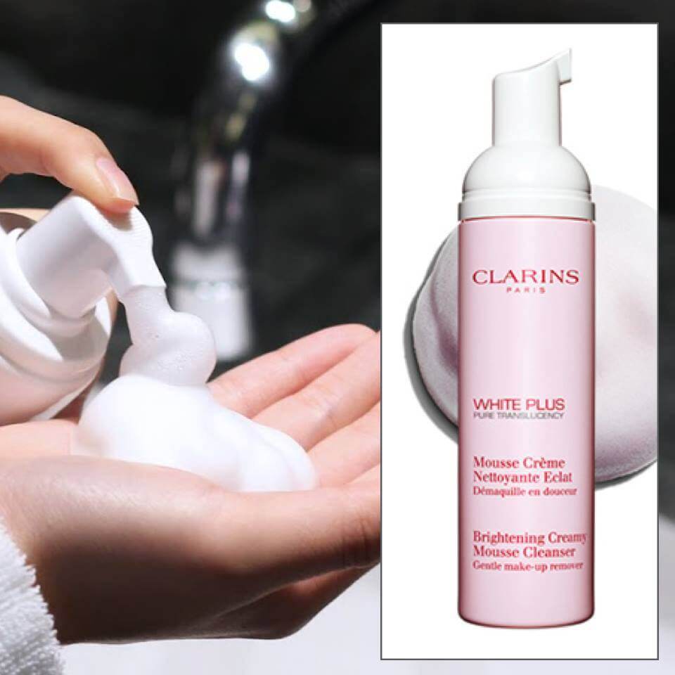 Clarins,Clarins White Plus Brightening Creamy Mousse Cleanser,White Plus Brightening Creamy Mousse Cleanser,White Plus Brightening Creamy Mousse Cleanser ราคา,White Plus Brightening Creamy Mousse Cleanser รีวิว,